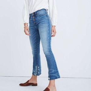 Madewell Women's Cali Demi-Boot Jeans in Bess Wash Button Front Edition- Size 25